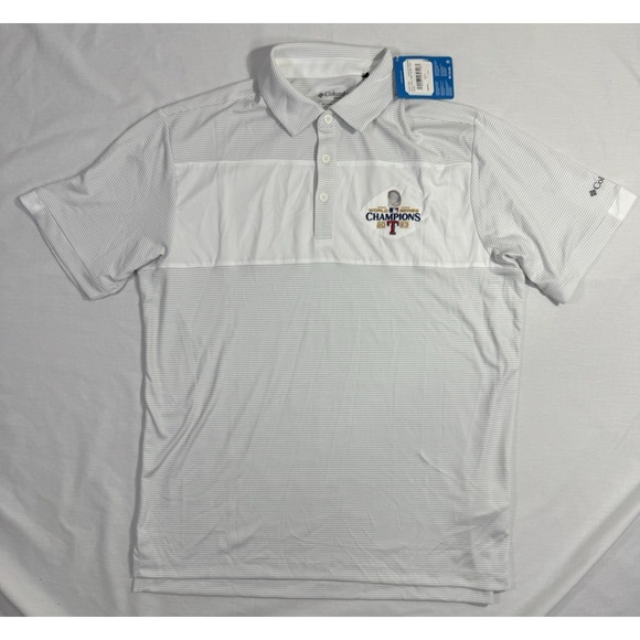 Columbia Texas Rangers 2023 World Series Champions Polo Large Omni Wick White - Picture 1 of 7